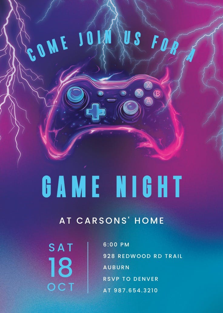 Lightning glow - sports & games invitation
